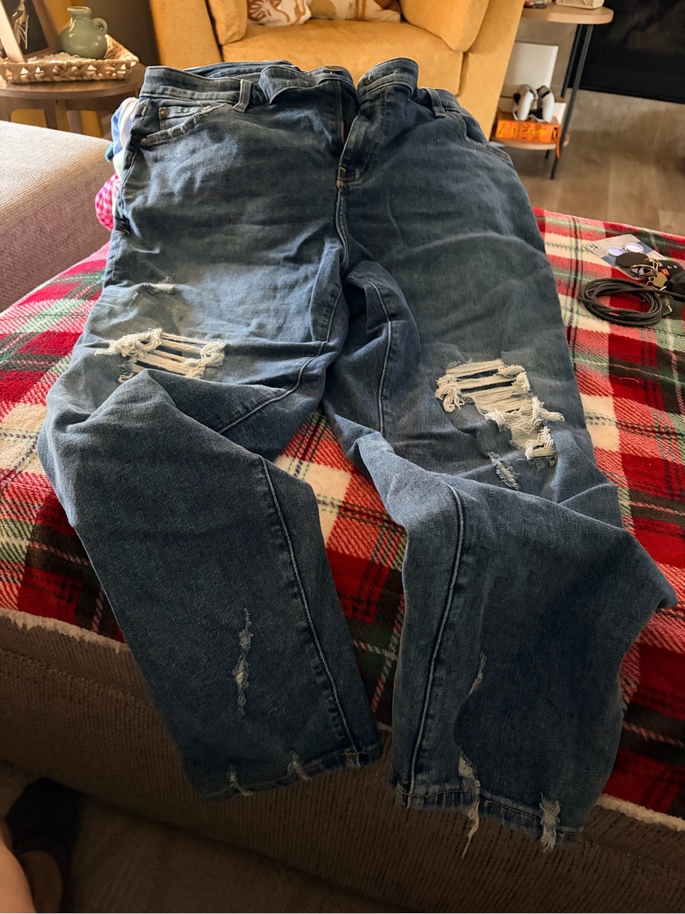Women’s Distressed Blue Denim Jeans